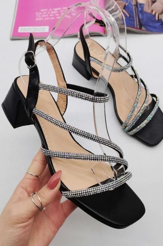 Black sparkle sandals
